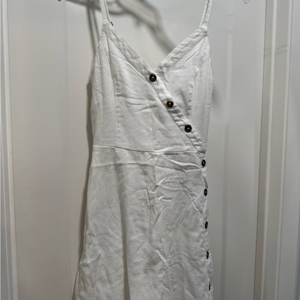 Hollister White Button-Front Mini Dress
